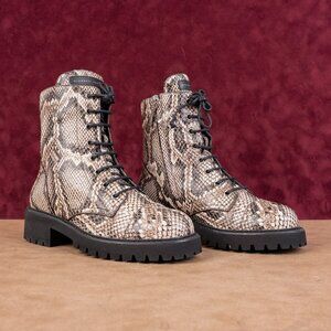 Giuseppe Zanotti Women Fashion Snake Print Lace-up Zip Ankle Boots sz 7US EUR37